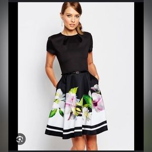 Ted Baker Floral Skater Dress with Pockets size 10-12